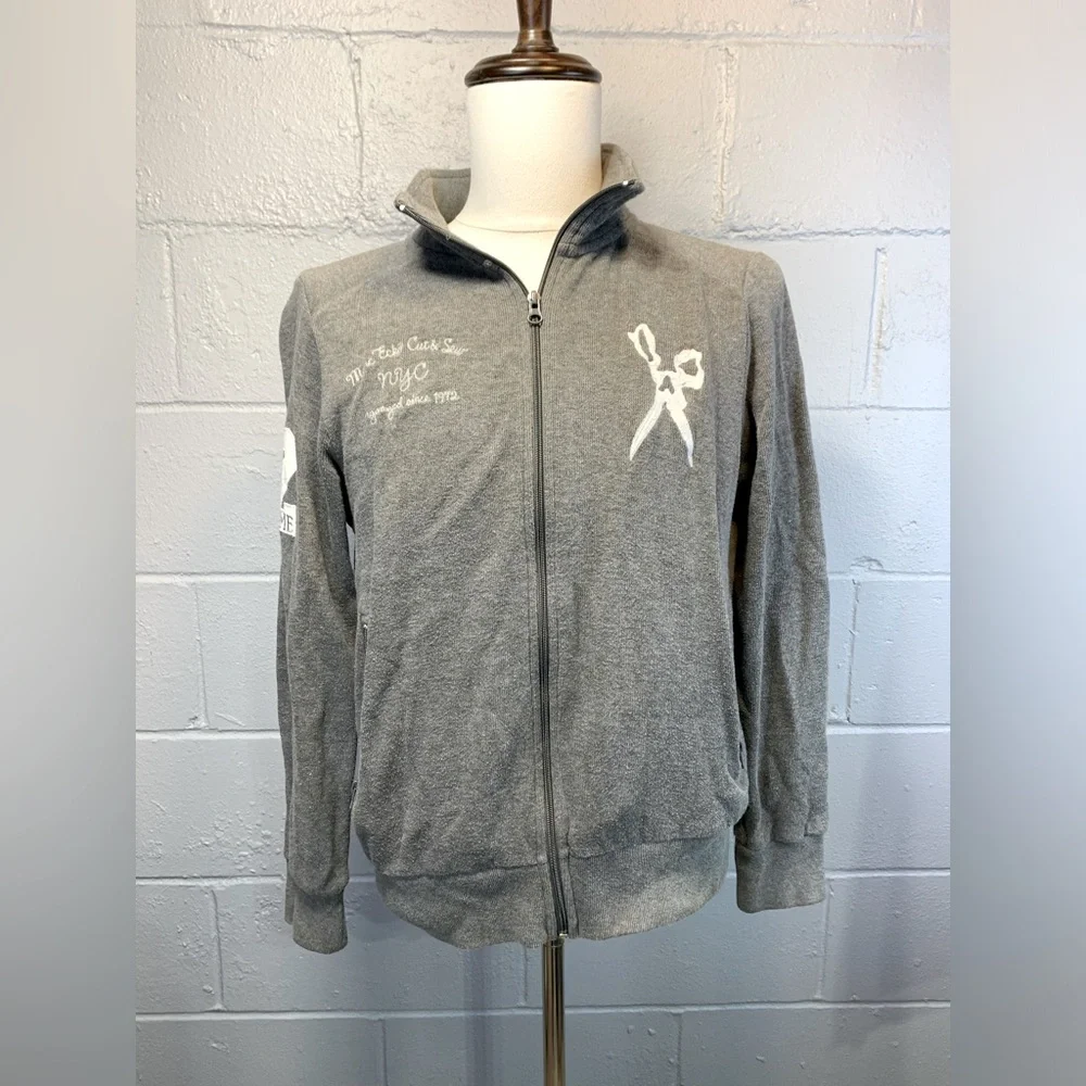 Marc Ecko Gray Full Zip Mock Neck Cut & Sew Sweatshirt/Sweater Men's Size Small